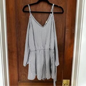 EUC Rebellion Again Black White Striped‎ Romper Large
